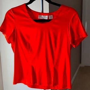Dana Buchman Silk women's top, 95% Silk, 5% Spandex, Size 8P, Bright Orange